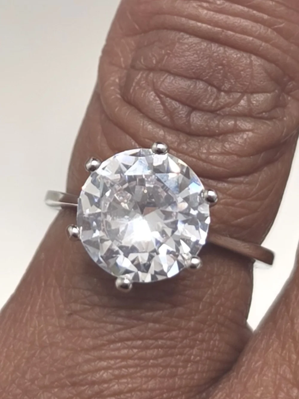 Classic Solitaire Round Clear Stone Ring - Silver